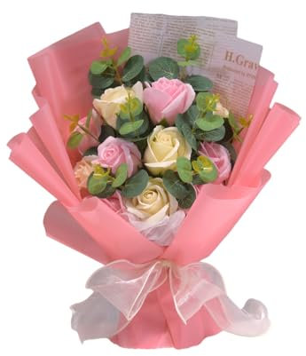 zuousxbs Bouquets Fleurs Artificielles avec Pétales Fleurs Savon pour Saint-Valentin Fête des Mères Thanksgiving Noël