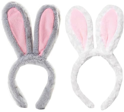YouXiaor Hasenohren Haarreif,2PCS Hase Ohren Haarbänder Stirnband Kaninchen Easter Bunny Ears Kopfschmuck Stirnbänder Hasenohren Haarreif für Karneval,Ostern Party,Kostüm