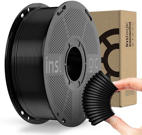 Inslogic TPU 3D-Druckerfilament 1.75mm, 95A weiches TPU, flexibles 3D-Material, 1kg Spule, langlebig und abriebfest, Maßgenauigkeit +/- 0.02mm, Schwarz