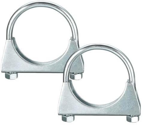 Wjelet 2 Pcs Galvanized U-Shaped Exhaust Clamp, Heavy Duty Pipe Clamp Special for Exhaust Pipe & Tail Pipe, M8 U-Bolt Saddle Clamp for 40-45mm (1-3/4) Exhaust System