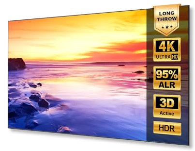 NothingProjector Écran De Projection 100 Pouces, Longue Focale, ALR Anti-Lumière Plafond, 4K UHD, Cadre Fixe 16:9, Montage Mural pour Projecteurs Standards (Hors Ultra Courte Focale)