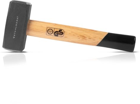 STAHLWERK Fäustel mit 1000 g Hammerkopf, Plattenhammer aus Carbon-Stahl | Gehärtet und lackiert, hochwertiger Hammer mit bruchfestem Hartholzstiel, Vorschlaghammer