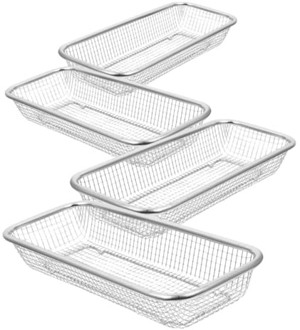HOMSFOU 4 Cestas de Acero Inoxidable para Lavavajillas, Drenaje Rápido y Diseño de Malla Resistente