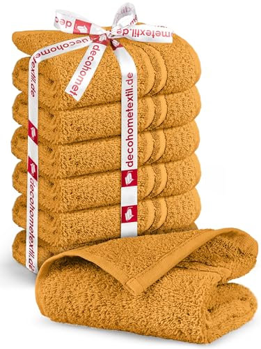 DecoHomeTextil Gästetuch 6er-Set 30 x 50 cm in Senf Gelb aus 100% Baumwolle, Gästetücher, hochwertig, kuschelweich und saugstark