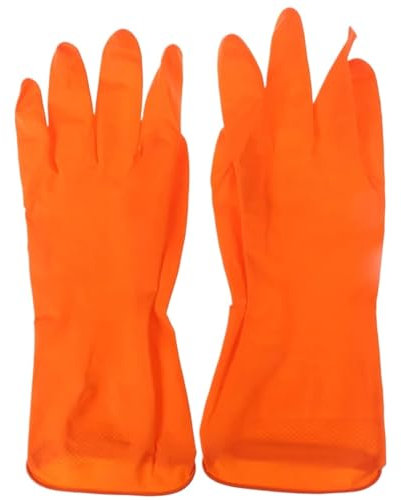 RPXHZLKTM Guanti per la pulizia Guanti in gomma for lavare i piatti, guanti for le pulizie domestiche, guanti in gomma riutilizzabili, guanti da cucina a maniche lunghe(Orange)