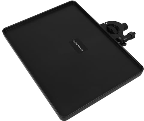Schwarz Höhenverstellbares Clip On Tablett für Mikrofonständer | Abs Metall, Dickwandig mit Erhöhten Kanten, Klemmhalterung für Musikständer, 3kg Traglast