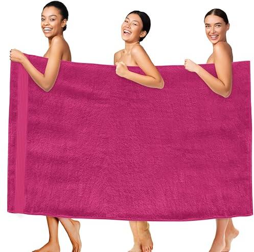 Elegant Comfort Premium Super Soft Highly Absorbent 1 Piece Oversized Bath Sheet - 40 x 80 inch, Luxurious Hotel Spa Quality 100% Turkish Cotton Extra Large Bath Towels for Adults, Hot Pink