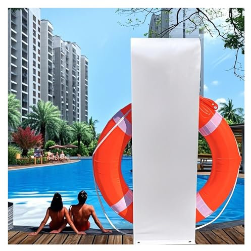 MZZKFC Horseshoe Lifebuoy Holder, White Lifebuoys Fixed Storage Bracket with Life Ring & 5m Polypropylene Rope, Metal Life Buoy Hanger for Ponds/Scenic Spots/Pools(1 Pack)