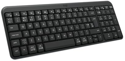 Logitech K250 Bluetooth Keyboard with Numpad, Easy Connectivity, Compact Wireless Keyboard made with Recycled Plastic, Spill-Resistant, comfortable Keys - Windows/MacOS - QWERTY