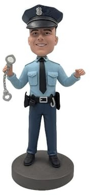 Figura personalizada de oficial de policía Bobblehead, hecha a partir de tu foto, oficial masculino con esposas, regalo de arcilla hecho a mano para el día de agradecimiento de la policía, oficina