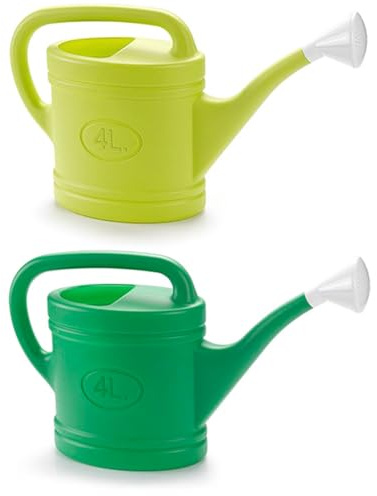 Tradineur - Pack de 2 Regaderas de plástico - Capacidad 2 litros - Utensilios de jardinería, riego, casa, balcón, terraza - Color Aleatorio