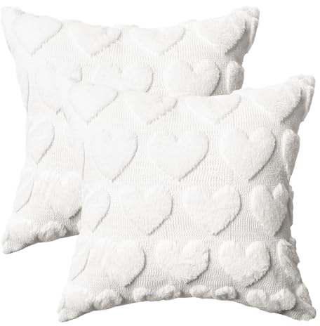 Artoid Mode Set di 2 federe per cuscino in morbida pelliccia artificiale, a forma di cuore, per San Valentino, 45 x 45 cm, in velluto, per camera da letto
