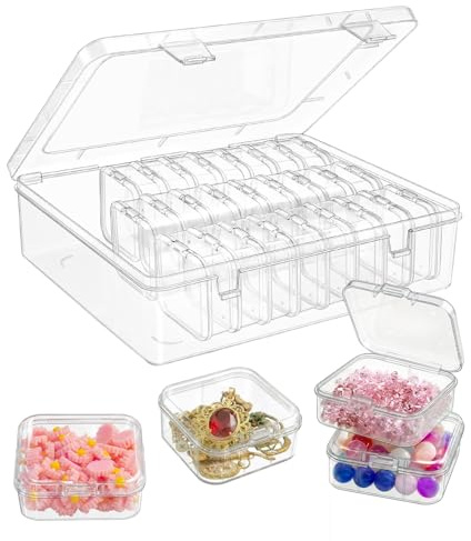 MIHURO 31 Stück Perlen Aufbewahrungsbox,Perlen Organizer (5,5 x 5,5 x 2cm) | Transparente Sortierboxen für Kleinteile mit Deckel,,Diamond Painting Aufbewahrung Strasssteine Aufkleber DIY Handwerk