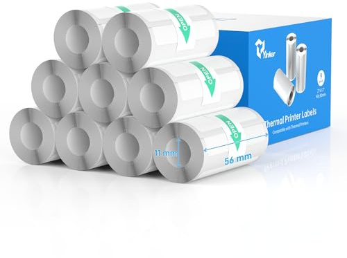 Yinker 50x30mm Thermodrucker Etiketten 9 Rollen, 105 Etiketten/Rolle, wasser- ölabrieb- und kratzfest, BPA-frei, starker Haftkleber