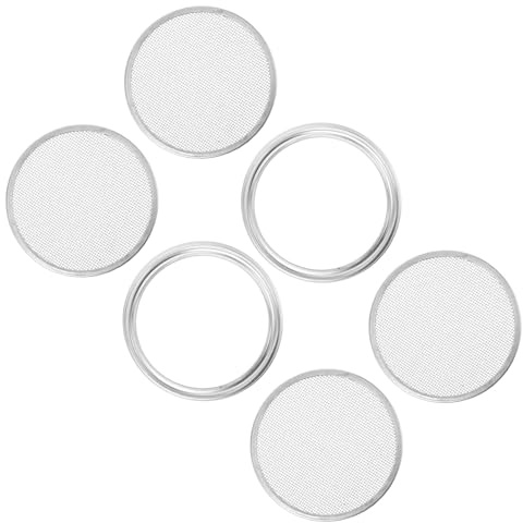 PAMINGONO 6 Stück Mason Jar Sprouting Deckel aus Edelstahl Weithals Keimglas Siebdeckel mit Sprout Caps und Dichtungen Einfach zu Reinigen und Vielseitig für Bohnen Alfalfa sprossen