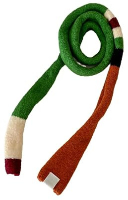 Kashmirscarf， Vinterullstickad halsduk for kvinnor flerfärgad 160x15 cm(Green Orange)