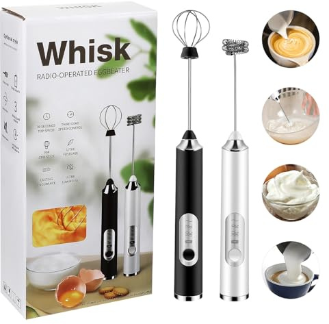 jojofuny Batidor Eléctrico Portátil de Acero Inoxidable para Café y Leche 3 Velocidades, Espumador de Mano Recargable Usb, Mezclador Silencioso para Batir Huevos y Bebidas en Reutilizable