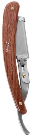 BIUDECO Herren Rasiermesser aus Hautfreundlichem Kunststoff mit Holzmaserung Gerader Winkel Ergonomischer Griff Rasiermesser für Salon und Heimrasur