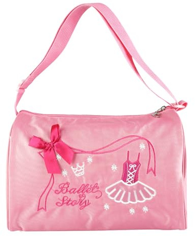 RASTKY Bolso de Ballet para Niños Precioso Vestido de Baile Bordado Bolso de Ballet para Niñas con Adorable Estampado de Nieve, de Baile de Gran Capacidad para, Tela de Nailon Rosa para (Pink)