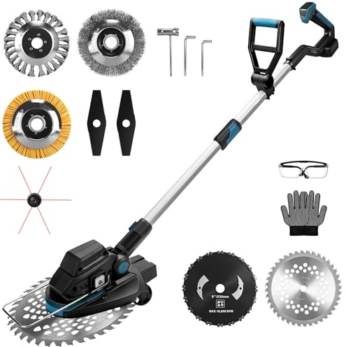 7-IN-1 Batteridriven grästrimmer kompatibel med Makita batterier 18 V, 1 200 W borstlös friklippare batteri med 7 blad och batterinivåindikator, 1 6 800 varv/min elektrisk röjsåg för trädgård