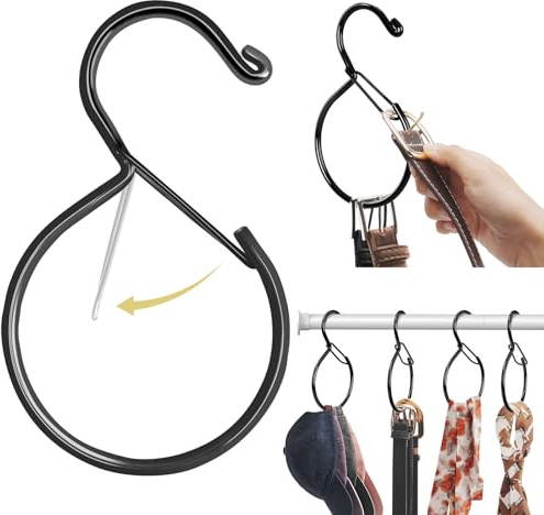 Supforce Paquete de 4 Colgadores para Corbatas, Soporte para Corbatas & Colgador de Cinturones, Colgador de Corbatas Resistente al Óxido para Armario, para Cinturones, Bufandas & Accesorios, Negro