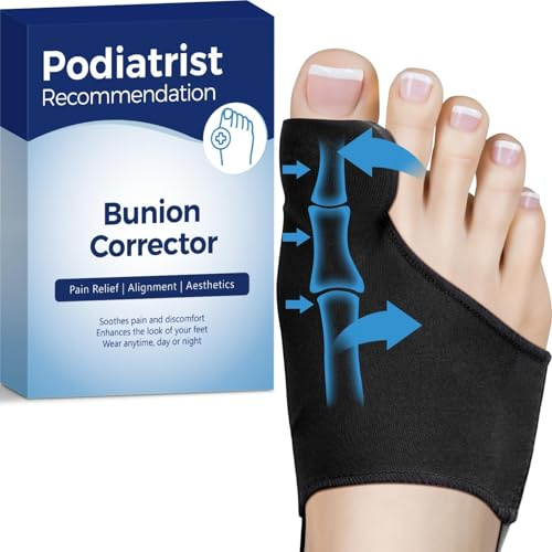Habioer Hallux Valgus Bandage, Separator Corrector 1 Pack（schwarz） Weich Silikon Gel Pad entzündeten Fußballen Fuß Zwei Zehenspreizer-L, 1PACK