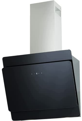 PKM Schräghaube S3-60ABTZ | Kopffreihaube | Dunstabzugshaube | 60 cm Breite | Glas | schwarz | Abluft | Umluft