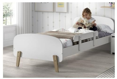 Vipack 'Autobett kico0314 Kiddy Kombination 2 teilig: Bett und Sicherheit des Bett weiß MDF und Kiefer massiv 206, 6 x 96 x 72 cm