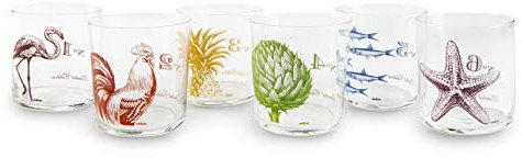 Excelsa Flora & Fauna Set aus 6 Wassergläsern, Glas, mehrfarbig
