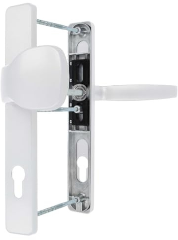 Premium Drückergarnitur Victory DHS 92mm - Rechteckig - Griff-Knauf, Farbe:Weiß RAL 9016, Schildbreite:32mm