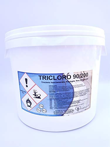 Naturii kg 10 Cloro Lento, tricloro 90/200 compresse Pastiglioni da 200 gr, cloro attivo 90%