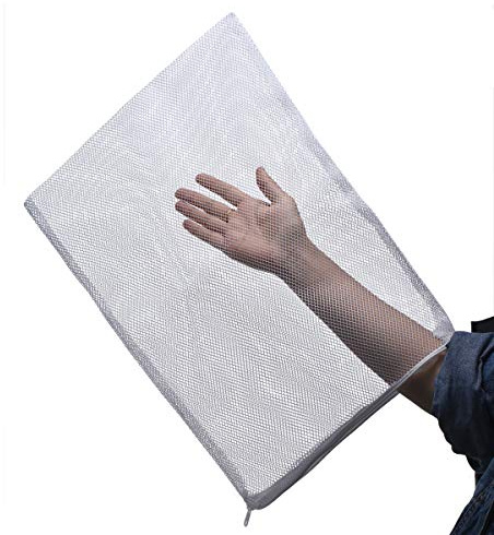 ALEGI Large Filter Media Bags,Aquarium Mesh Bags with Plastic Zipper,White Net Bags for Bio Balls, Ammonia Remover 17.8 by 13.5 (4pcs) | Plastic Zipper, White Net Bags, For Bio Balls & Ammonia Remover