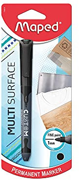 Maped Custom &ndash, Pennarello indelebile sottile, punta fine 1 mm, multisuperficie, colore: nero