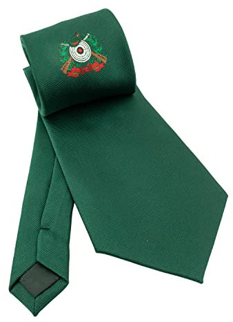Deitert Schützenkrawatte grün mit gewebtem Schützenmotiv - passend zum Schützenfest - Herren Krawatte Schützenverein, Männer Geschenk für die Uniform, 100% Polyester