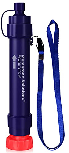 Membrane Solutions Paille Filtrante Survie WS02, amovible 4-étapes 0,1-micron filtre à eau camping, 5.000L purificateur d'eau équipement de survie pour la randonnée voyages et d'urgence, 1 pack