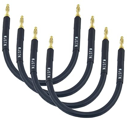 WJSTN- 006 Banana Plug to Banana Plug Speaker Jumper, Banana to Banana Cables Speaker Jumper Cable Terminal Cable Connector 8 -in 4 Pack