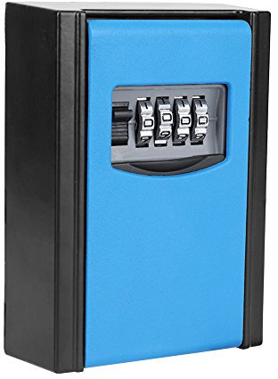 Password Keys Storage Lock Box, 4 Digit Code Blue Wall Mount Key Safety Holder Lock Case for Children