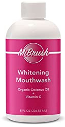 MiBrush Whitening Mundwasser | Weiße Zähne - Frischer Atem - Ganz natürlich - mit Aktivkohle - Bio-Kokosnussöl + Vitamin C | 8 Fl OZ (236ML)