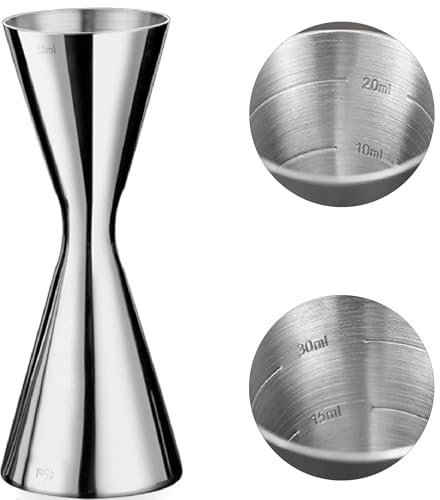 Vaso medidor de cócteles 304, de acero inoxidable, báscula integrada, vaso medidor de cócteles Jigger Dual Spirit Measure Cup, profesional para bares y viviendas (30/45 ml)