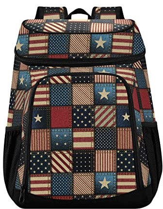 Kühlrucksack mit amerikanischer Flagge, für Damen, Herren, Picknick, isolierte Kühltaschen, große Kapazität, Lunch-Rucksack für Arbeit, Schule, Angeln, Wandern, Camping, Park, Strand