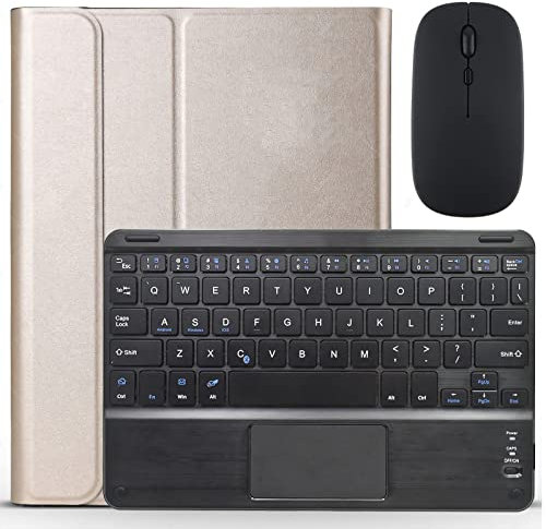 GUPENAA Custodia con Tastiera per iPad 6th/5th Gen 2018 2017, Air 2/Air 1, PRO 9.7 Pollici, [Layout Italiana] Tastiera Bluetooth Wireless Magnetica Staccabile con TouchPad,d'oro