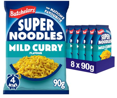 Batchelors Super Noodles Curry Flavour, 90 g (8-Pack) | Quick & Tasty Meal, Ready in 4 Minutes, Convenient Individual Packets, Instant Noddles, Perfect for On-the-Go
