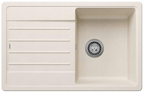 BLANCO LEGRA 45 S Fregadero de granito de color blanco suave de SILGRANIT, tipo de montaje: instalación desde arriba, reversible, para armarios inferiores de 45 cm de ancho, lavabo grande, superficie | [78 x 50 x 20,2 cm] | para armarios inferiores de 45 cm de ancho | superficie fácil de limpiar | lavabo grande | reversible