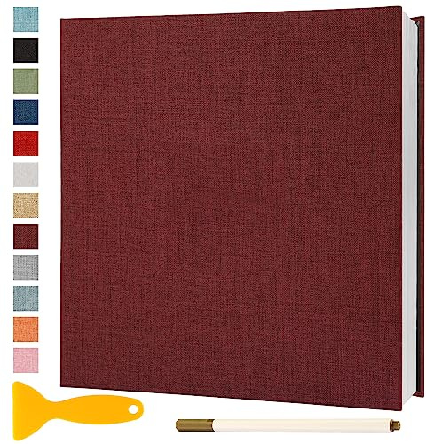 Fotoalbum Selbstklebend 28x27 Photo Album, 40 Seiten Rot | Groß Fotoalbum Zum Einkleben Scrapbook Selbstgestalten Fotobuch Baby Hochzeit Gästebuch Erinnerungsbuch Briefmarkenalbum