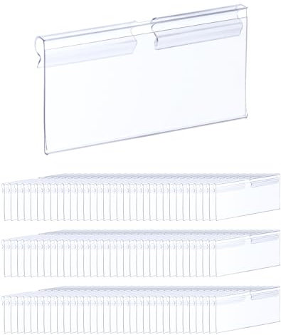 QWORK® 100x Transparente PVC-Kunststoff Preisschilder Halter Etikettenhalter für Draht-RegaleEinkaufszentrenSupermärkteGeschäfte (8 x 4,2 cm)