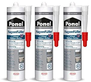 Ponal Vinyl Design-Beläge Fugenfüller Mittelgrau, hochelastische Fugenmasse für Anschlussfugen, zur Verklebung von Vinyl-Sockelleisten, wasser- und silikonfreie Dichtmasse, 1x395g Kartusche (3)
