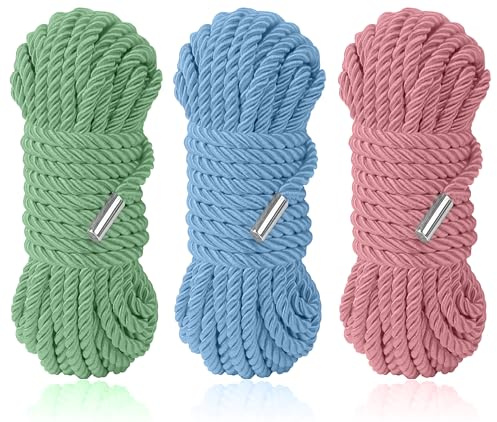 Soft Silk Polyester Nylon Rope- 10m Multi-Function Natural Durable - Variety of Color (Pink, Blue and greeen Pastel Tone) Thick Length 10m with 7mm Diameter Easter Spring Decoration