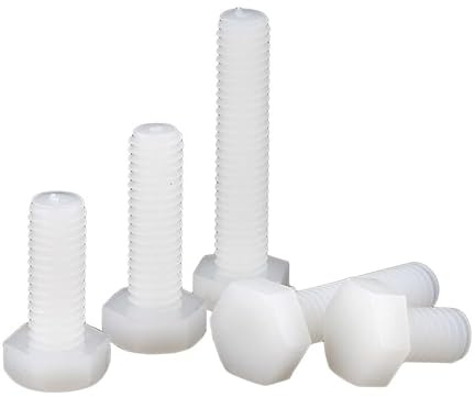 MOOPW Plastique Boulons à six pans Nylon Isolation Vis de machine | Hexagonal externe Boulons Métrique Mécanique Fixations M8 x 45mm 10 Pcs