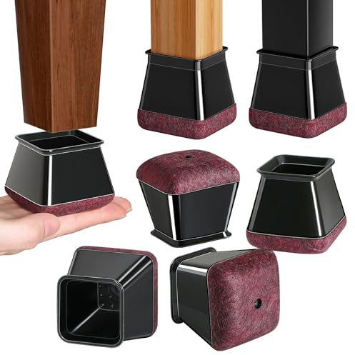 32 pezzi Feltrini per Sedie Quadrati, Gommini per Sedie Con feltrini aggiornato ispessito, nero Tappi Silicone, Protezioni per Gambe di Sedie Mobili per Pavimenti in Legno（Fit: 13-20mm)