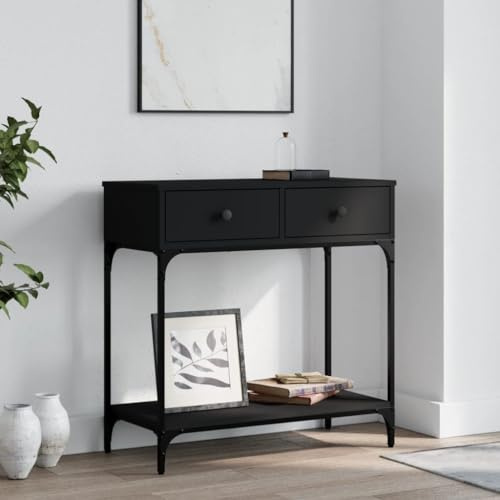 Higsose Konsolentisch 75x34,5x75 cm Eingangstisch Schmales Regal Flur Tisch Hallway Table Console Table Ablagetisch Beistelltisch Flur Flurschrank Schmal Schwarz